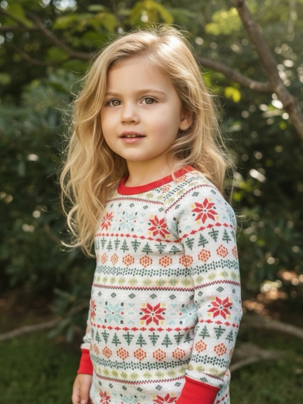 Pajamarama Kids Size 8 Unisex Christmas Fair Isle Thermal Top